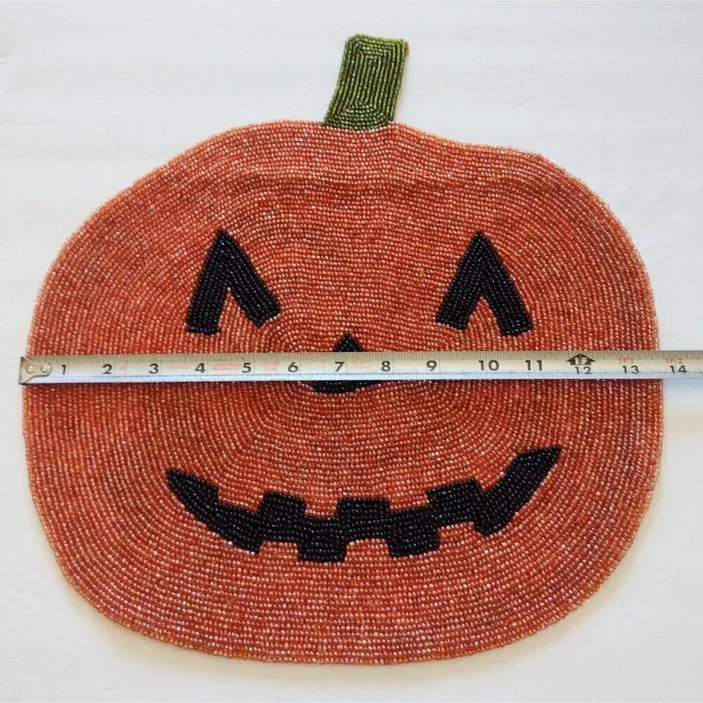 Vintage 2005 Target Halloween Beaded Charger 15 X 15 Pumpkin Jack O Lantern